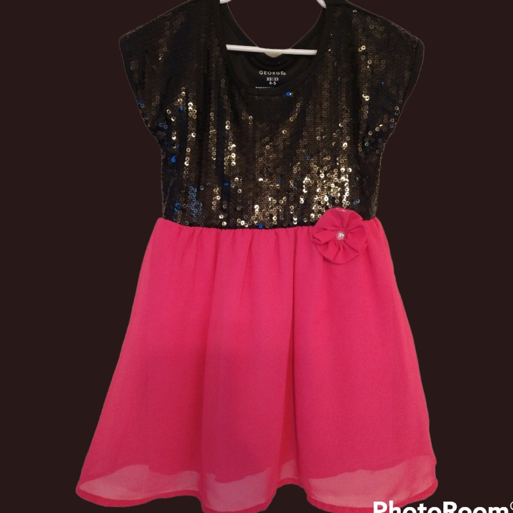 Hot pink and black Sequin Dress